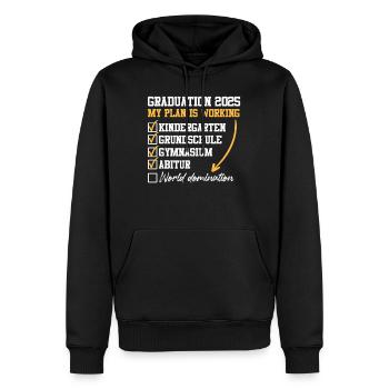 ABI 2025 MEIN PLAN GEHT AUF Abiturient Lustiges - Männer Premium Bio Hoodie - Schwarz - Vorne - Nico (187cm)
