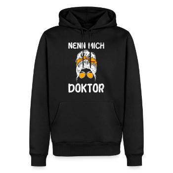 Doktorarbeit NENN MICH DOKTOR Ph.D Lustiges - Männer Premium Bio Hoodie - Schwarz - Vorne - Nico (187cm)