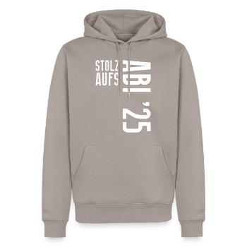 Abiturient STOLZ AUFS ABI 2025 Abitur Lustiges - Männer Premium Bio Hoodie - Taupe - Vorne - Nico (187cm)