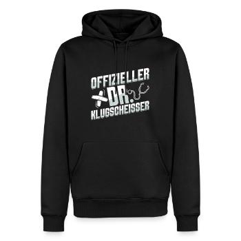 Doktortitel OFFIZIELLER DR. KLUGSCHEIßER Lustiges - Männer Premium Bio Hoodie - Schwarz - Vorne - Nico (187cm)