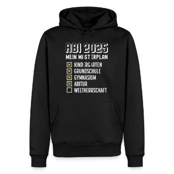 Abitur Absolvent ABI 2025 MEIN MASTERPLAN Lustiges - Männer Premium Bio Hoodie - Schwarz - Vorne - Nico (187cm)
