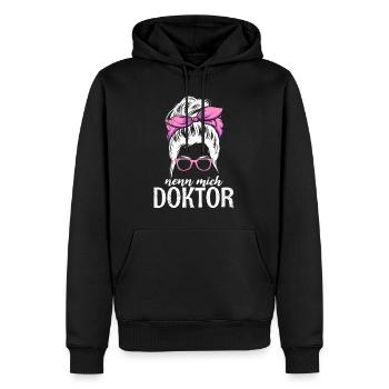 Doktorarbeit NENN MICH DOKTOR Ph.D Lustiges - Männer Premium Bio Hoodie - Schwarz - Vorne - Nico (187cm)