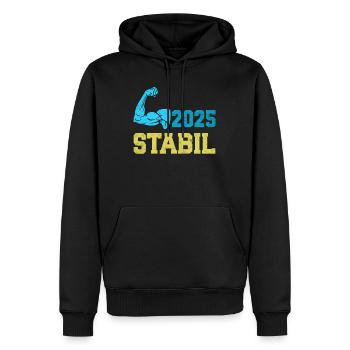 Abitur Abschluss 2025 STABIL Abi Geschafft Lustig - Männer Premium Bio Hoodie - Schwarz - Vorne - Nico (187cm)
