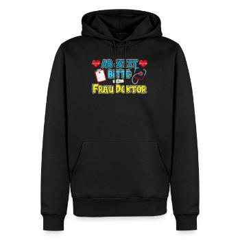 Doktortitel AB JETZT FRAU DOCTOR Lustiges - Männer Premium Bio Hoodie - Schwarz - Vorne - Nico (187cm)