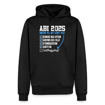 ABI 2025 MEIN PLAN GEHT AUF Abiturient Lustiges - Männer Premium Bio Hoodie - Schwarz - Vorne - Nico (187cm)