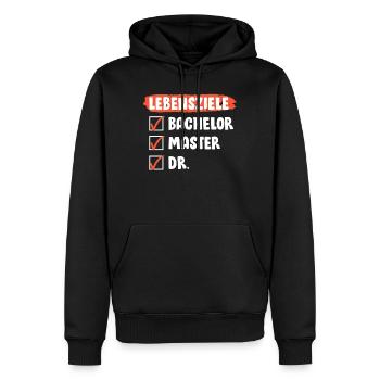 Doktorarbeit LEBENSZIELE Doktor Lustiges - Männer Premium Bio Hoodie - Schwarz - Vorne - Nico (187cm)