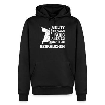 Abi ABILITY ZU ALLEM FÄHIG NICHT ZU GEBRAUCHEN - Männer Premium Bio Hoodie - Schwarz - Vorne - Nico (187cm)