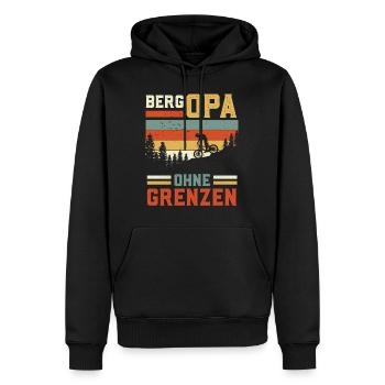 Radfahrer BERG OPA OHNE GRENZEN Radfahren - Männer Premium Bio Hoodie - Schwarz - Vorne - Nico (187cm)
