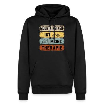 MOUNTAINBIKEN IST MEINE THERAPIE MTB Lustiges - Männer Premium Bio Hoodie - Schwarz - Vorne - Nico (187cm)