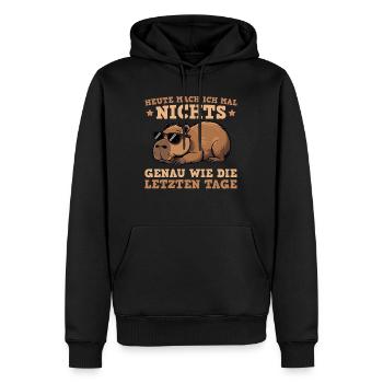 Capybara Heute mach ich mal nichts - Männer Premium Bio Hoodie - Schwarz - Vorne - Nico (187cm)