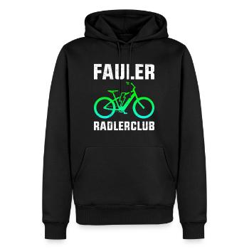 Elektro Fahrrad FAULER RADLERCLUB Lustiges - Männer Premium Bio Hoodie - Schwarz - Vorne - Nico (187cm)