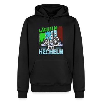 Elektro Fahrrad LÄCHELN STATT HECHELN Lustiges - Männer Premium Bio Hoodie - Schwarz - Vorne - Nico (187cm)