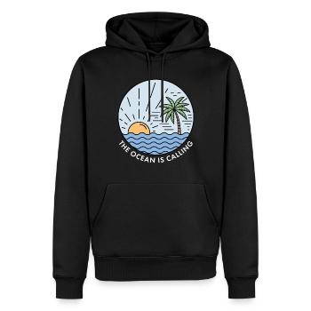 Der Ozean ruft - Männer Premium Bio Hoodie - Schwarz - Vorne - Nico (187cm)