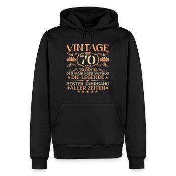 70 Jahre Vintage Mann 70. Geburtstag - Männer Premium Bio Hoodie - Schwarz - Vorne - Nico (187cm)