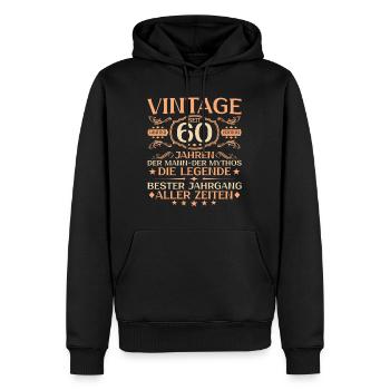 60 Jahre Vintage Mann 60. Geburtstag - Männer Premium Bio Hoodie - Schwarz - Vorne - Nico (187cm)