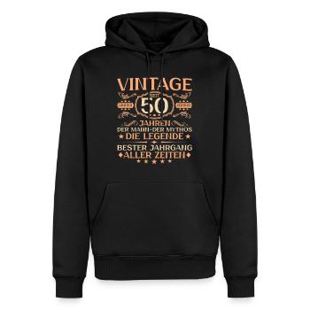50 Jahre Vintage Mann 50. Geburtstag - Männer Premium Bio Hoodie - Schwarz - Vorne - Nico (187cm)