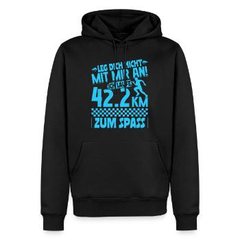 Läufer LEG DICH NICHT MIT MIR AN LAUFE ZUM SPAß - Männer Premium Bio Hoodie - Schwarz - Vorne - Nico (187cm)