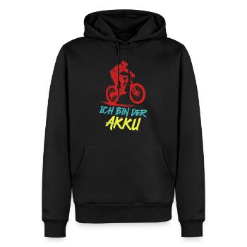 Radfahrer ICH BIN DER AKKU Radeln Lustiges - Männer Premium Bio Hoodie - Schwarz - Vorne - Nico (187cm)