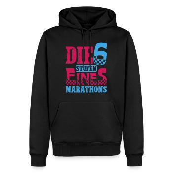 Läufer DIE 6 STUFEN EINES MARATHONS Laufen Lustig - Männer Premium Bio Hoodie - Schwarz - Vorne - Nico (187cm)