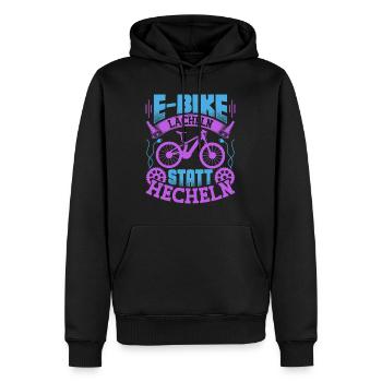 Elektro Fahrrad LÄCHELN STATT HECHELN Lustiges - Männer Premium Bio Hoodie - Schwarz - Vorne - Nico (187cm)
