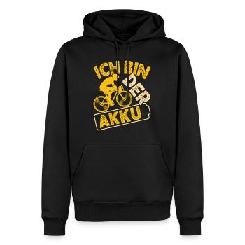 Radfahrer ICH BIN DER AKKU Radeln Lustiges - Männer Premium Bio Hoodie - Schwarz - Vorne - Nico (187cm)