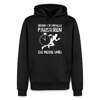 Läufer WENN ICH UMFALLE PAUSIEREN SIE UHR Lustig - Männer Premium Bio Hoodie - Schwarz - Vorne - Nico (187cm)