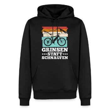 Elektro Fahrrad GRINSEN STATT SCHNAUFEN Lustiges - Männer Premium Bio Hoodie - Schwarz - Vorne - Nico (187cm)