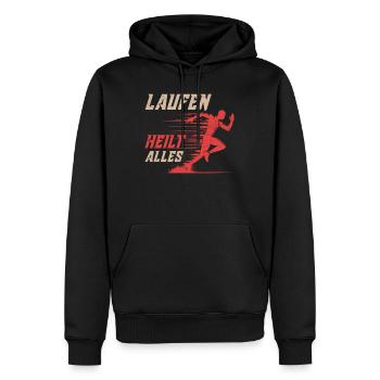 Läufer LAUFEN HEILT ALLES Laufen Lustiges - Männer Premium Bio Hoodie - Schwarz - Vorne - Nico (187cm)