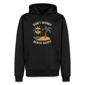 No worries, beach and be happy - Men’s Premium Organic Hoodie - black - Front - Nico (187cm)