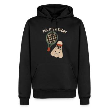 Ja, es ist ein Sport – Badminton - Männer Premium Bio Hoodie - Schwarz - Vorne - Nico (187cm)