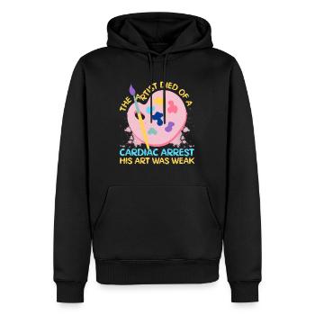L’artiste peintre graphique est décédé d’un arrêt cardiaque - Sweat à capuche Premium bio Homme - noir - Devant - Nico (187cm)
