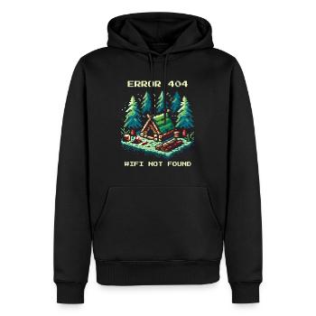 Erreur 404 WiFi non trouvé Bushcraft Gaming - Sweat à capuche Premium bio Homme - noir - Devant - Nico (187cm)