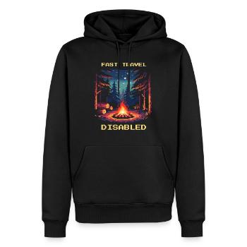 Fast Travel Deaktiviert Bushcraft Survival Zitat - Männer Premium Bio Hoodie - Schwarz - Vorne - Nico (187cm)