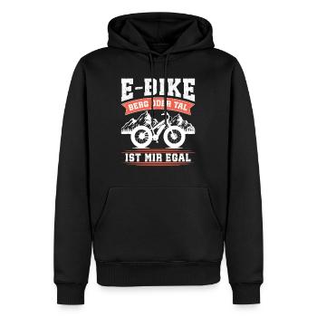 E-BIKE BERG ODER TAL IST MIR EGAL Lustiges - Männer Premium Bio Hoodie - Schwarz - Vorne - Nico (187cm)