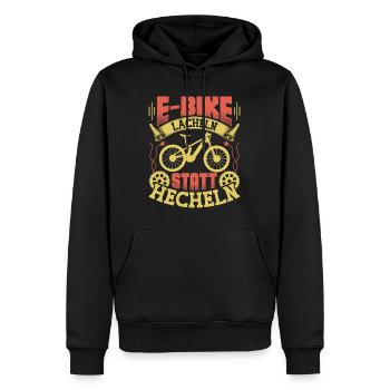 Elektro Fahrrad LÄCHELN STATT HECHELN Lustiges - Männer Premium Bio Hoodie - Schwarz - Vorne - Nico (187cm)