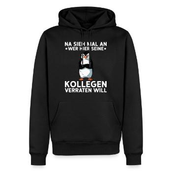 Jobwechsel Arbeitskollege Pinguin Neuer Job - Männer Premium Bio Hoodie - Schwarz - Vorne - Nico (187cm)