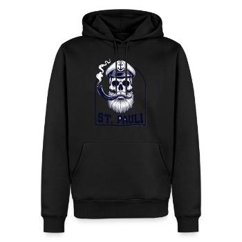 St.Pauli Kiez Hamburg Totenkopf Sankt Pauli - Männer Premium Bio Hoodie - Schwarz - Vorne - Nico (187cm)