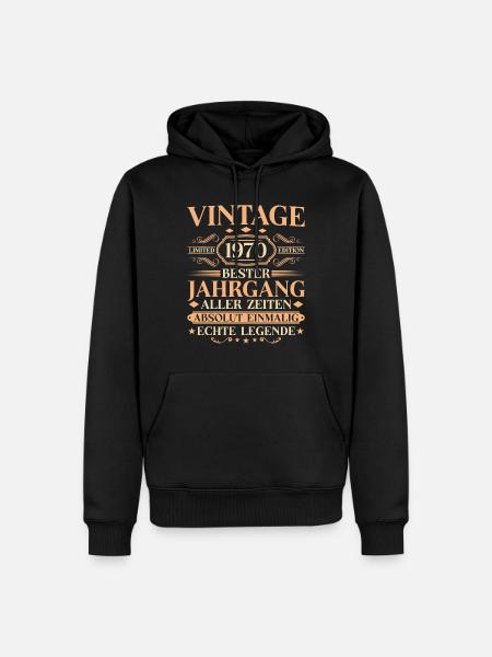 Vintage 1970 Jahrgang geboren Geburtstag - Männer Premium Bio Hoodie - Schwarz