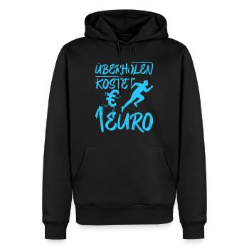Läufer ÜBERHOLEN KOSTET 1 EURO Laufen Lustiges - Männer Premium Bio Hoodie - Schwarz - Vorne - Nico (187cm)