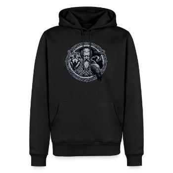 Odin Wikinger Valhalla Vikinger Hammer Thor Odin - Männer Premium Bio Hoodie - Schwarz - Vorne - Nico (187cm)
