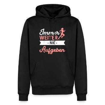 Läuferin IMMER WEITER NIE AUFGEBEN Lustiges - Männer Premium Bio Hoodie - Schwarz - Vorne - Nico (187cm)