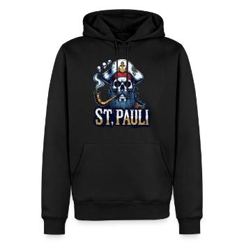 St.Pauli Kiez Hamburg Totenkopf Sankt Pauli - Männer Premium Bio Hoodie - Schwarz - Vorne - Nico (187cm)