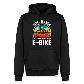 E-Bike ALTER IST NUR EINE ZAHL AUF EINEM E-BIKE - Männer Premium Bio Hoodie - Schwarz - Vorne - Nico (187cm)