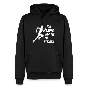 Läufer ICH LAUFE UM FIT ZU BLEIBEN Laufen Lustiges - Männer Premium Bio Hoodie - Schwarz - Vorne - Nico (187cm)