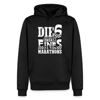 Läufer DIE 6 STUFEN EINES MARATHONS Laufen Lustig - Männer Premium Bio Hoodie - Schwarz - Vorne - Nico (187cm)