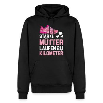 Mama STARKE MÜTTER LAUFEN 21.1 KILOMETER Lustiges - Männer Premium Bio Hoodie - Schwarz - Vorne - Nico (187cm)