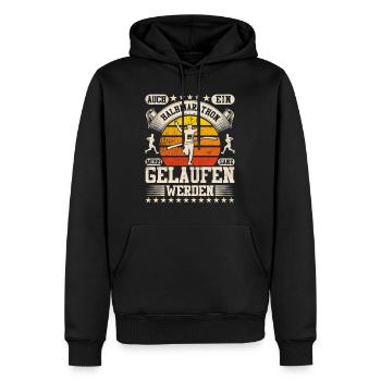 Läufer EIN HALBMARATHON MUSS GELAUFEN WERDEN - Männer Premium Bio Hoodie - Schwarz - Vorne - Nico (187cm)