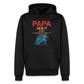 Läufer PAPA LÄUFT DEN MARATHON Laufen Lustiges - Männer Premium Bio Hoodie - Schwarz - Vorne - Nico (187cm)