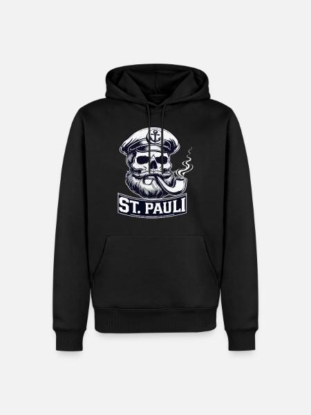 St.Pauli Kiez Hamburg Totenkopf Sankt Pauli - Herre Premium økologisk hoodie - sort