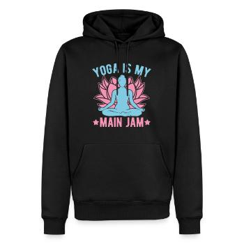Le yoga est ma confiture principale Funny Yoga - Sweat à capuche Premium bio Homme - noir - Devant - Nico (187cm)